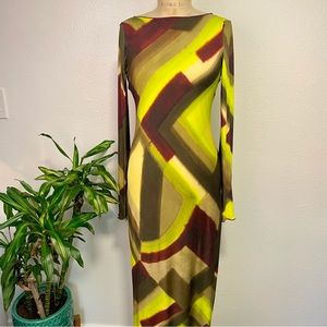 🌅🕶️NWT Zara Multicolor Backless Maxi Dress - Long Sleeves - Size Medium 🕶️🌅